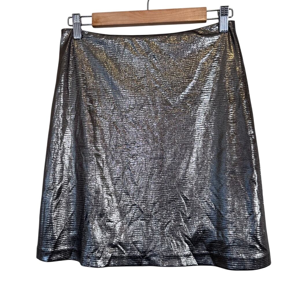 Hutch Anthropologie Silver Metallic Mini Skirt Womens 2 Party Formal Classic